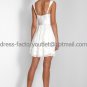 A-line White Chiffon Pleated Bridal Evening Dress Sleeveless V-neck Knee Length Wedding Dress