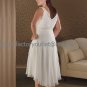 A-line White Chiffon Plus Size Bridal Evening Dress Sleeveless V-neck Calf Length Wedding Dress