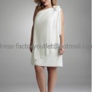 Sheath Short White Chiffon Evening Dress Plus Size Prom Dress One Shoulder Beach Wedding Dress