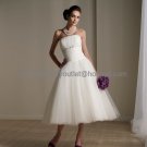 Layered Dress White Tulle Short Evening Dress Bridesmaid Dress Strapless Calf Length Wedding Dress