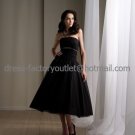 Layered Dress Black Tulle Short Evening Dress Bridesmaid Dress Strapless Calf Length Wedding Dress