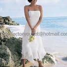 A-line White Chiffon Short Evening Dress Bridal Dress Thin Straps Beach Wedding Dress