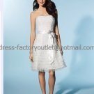 A-line White Tulle Short Evening Dress Bridal Dress Beach Wedding Dress Free Sash
