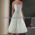 A-line White Satin Lace Applique Short Evening Dress Bridal Dress Thin Straps Beach Wedding Dress