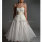 White Chiffon Champagne Sash Short Evening Dress Bridal Dress Strapless Beach Wedding Dress