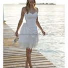 A-line White Lace EdgeTaffeta Evening Dress Bridal Dress Strapless Beach Wedding Dress