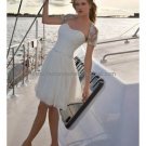 A-line White Tulle Short Evening Dress Bridal Dress Strapless Wedding Dress & Lace Jacket