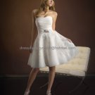A-line White Taffeta Lace Short Evening Dress Bridal Dress Strapless Beach Wedding Dress