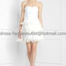 A-line White Taffeta Organza Short Evening Dress Bridal Dress Strapless Beach Wedding Dress