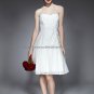 A-line White Chiffon Less 100$ Short Evening Dress Bridal Dress Strapless Beach Wedding Dress