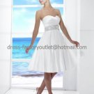 A-line White Sash Beaded Sash Short Evening Dress Bridal Dress Strapless Beach Wedding Dress