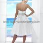 A-line White Sash Beaded Sash Short Evening Dress Bridal Dress Strapless Beach Wedding Dress