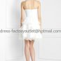 A-line White Taffeta Organza Short Evening Dress Bridal Dress Strapless Beach Wedding Dress