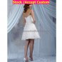 A-line White Flower Lace Short Evening Dress Bridal Dress Strapless Beach Wedding Dress