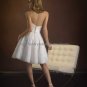 A-line White Taffeta Lace Short Evening Dress Bridal Dress Strapless Beach Wedding Dress