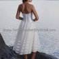 White Organza Striped Short Evening Dress Bridal Dress Strapless Calf Length Wedding Dress
