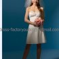 A-line White Taffeta Short Evening Dress Bridal Dress Strapless Beach Wedding Dress & Beaded Coat