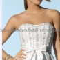 A-line White Taffeta Embroidery Short Evening Dress Bridal Dress Strapless Beach Wedding Dress S276