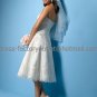 A-line White Lace Applique Short Evening Dress Bridal Dress Strapless Beach Wedding Dress