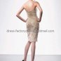 Champagne Taffeta Lace Short Evening Dress Bridesmaid Dress Strapless Knee Length Wedding Dress