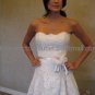 A-line White Organza Alencone Lace Bridal Dress Ankle Length Beach Wedding Dress