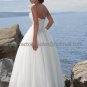 A-line White Tiered Tulle Bridal Dress Beaded Flowers Ankle Length Beach Wedding Dress
