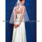 A-line White Satin Short Evening Dress Lace Bridal Dress Strapless Calf Length Beach Wedding Dress