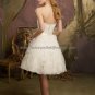 A-line White Tassel Organza Lace Bridal Dress Strapless Knee Length Beach Wedding Dress
