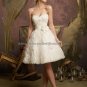 A-line White Tassel Organza Lace Bridal Dress Strapless Knee Length Beach Wedding Dress