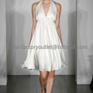 A-line White Soft SATIN Short Evening Dress Bridal Dress Halter Beach Wedding Dress W534