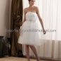 A-line White Ivory Lace Tulle Bridal Dress Strapless Empire Knee Length Beach Wedding Dress W511
