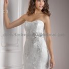 White Ivory Short Lace Bridal Dress Strapless Beaded Knee Length Beach Wedding Dress M122