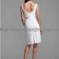 White Ivory Short Lace Bridal Dress Satin Sash Jewel Round Neck Knee Length Beach Wedding Dress W564