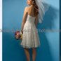 A-line White Ivory Lace Bridal Dress Strapless Knee Length Beach Wedding Dress S35