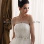 A-line White Ivory Lace Tulle Bridal Dress Strapless Empire Knee Length Beach Wedding Dress W511