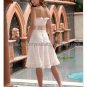 A-line Champagne Sash Lace Bridal Dress Strapless Empire Knee Length Beach Wedding Dress W512