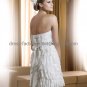 White Ivory Cascading Chiffon Bridal Dress Strapless Beaded Knee Length Beach Wedding Dress S96
