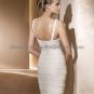V-neck Ivory Satin Short Bridal Dress Knee Length Beach Wedding Dress S94