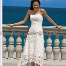 White IvoryLace Short Bridal Dress Strapless Short Front Long Back Hi-low Beach Wedding Dress