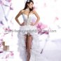 Ivory Organza Bridal Dress Double Straps Short Front Long Back Hi-low Beach Wedding Dress