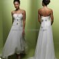 Ivory Pleated Chiffon Short Bridal Dress Strapless Asymmetrical Hi-low Beach Wedding Dress