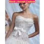 White Organza Tiered Bridal Dress Strapless Short Front Long Back Hi-low Beach Wedding Dress