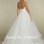 White Ivory Organza Lace Bridal Dress Strapless Short Front Long Back Hi-low Beach Wedding Dress