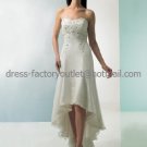 Ivory Lace Applique Short Bridal Dress Strapless High Front Low Back Hi-low Beach Wedding Dress
