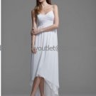 Ivory Lace Applique Short Bridal Dress Double Straps High Front Low Back Hi-low Beach Wedding Dress