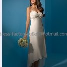 Ivory Lace Applique Short Bridal Dress Strapless High Front Low Back Hi ...