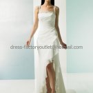 Ivory Chiffon Bridal Evening Dress Thin Straps High Front Low Back Hi-low Beach Wedding Dress