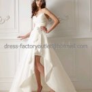 Beige Ivory Taffeta Bridal Dress Strapless 2 PCS Dismountable Hi-low Beach Wedding Dress