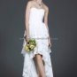 White Chiffon Bridal Evening Dress Strapless High Front Low Back Hi-low Beach Wedding Dress