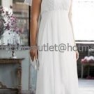 White Chiffon Empire Bridal Evening Dress Halter High Front Low Back Hi-low Beach Wedding Dress
